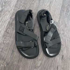 Zara black leather sandals